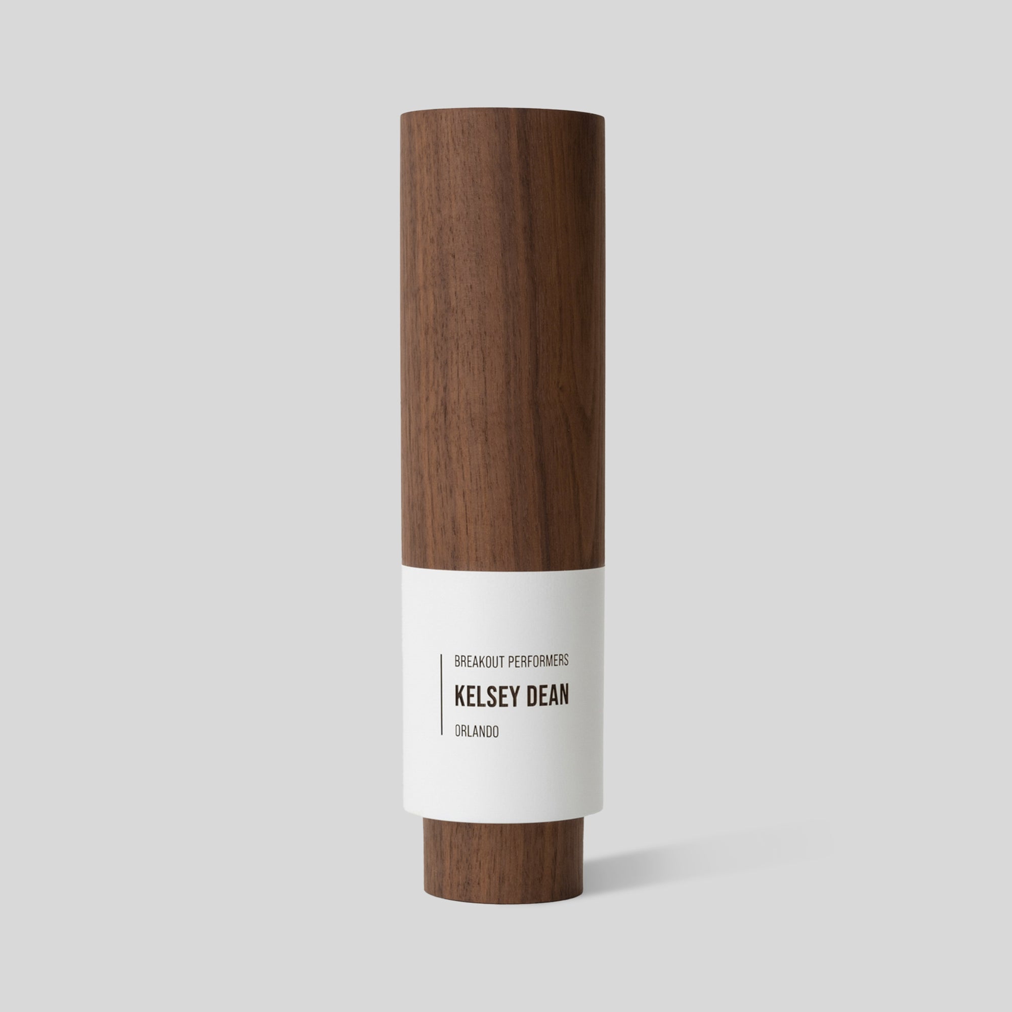 Geometria Award Circulus, a wooden cylindrical award trophy with a white color field, representing unity and achievement, crafted from walnut or maple, showcasing minimalistic elegance. Architect-designed and artisan-crafted in USA.